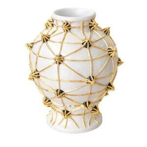 Diamanti White Ceramic With Black and Gold Details Vase - Main view