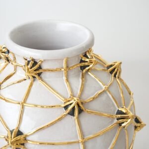 Diamanti White Ceramic With Black and Gold Details Vase - Alternative view 2