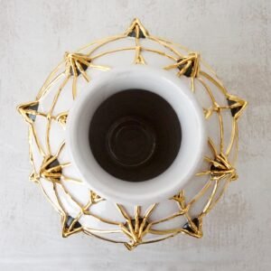 Diamanti White Ceramic With Black and Gold Details Vase - Alternative view 3