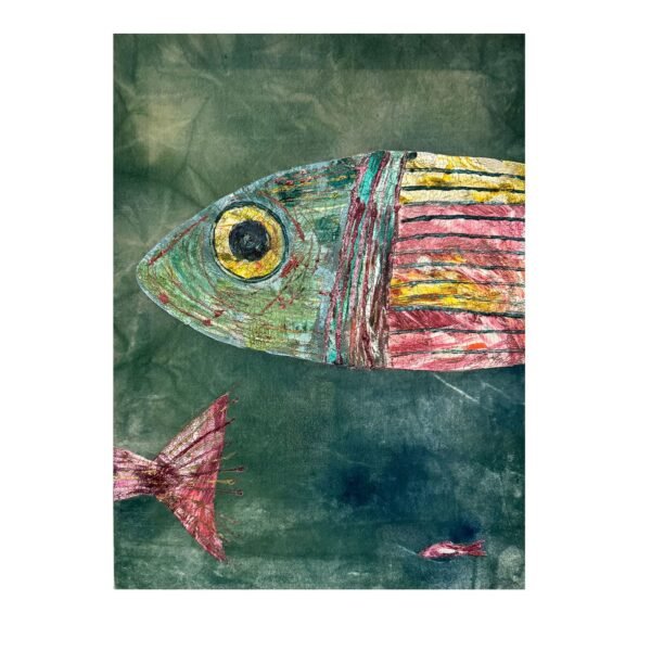 Big Fish Green Velvet Hand-Painted Tapestry - Main view